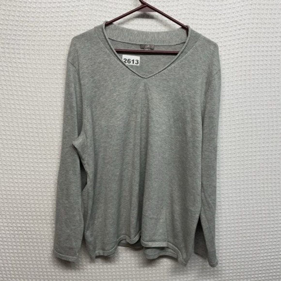J. Jill Sweaters - J. Jill Gray Knit Side Slit V-Neck Sweater Pullover Women 2X China